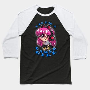 Yes Im A Gamer Girl Blue Baseball T-Shirt